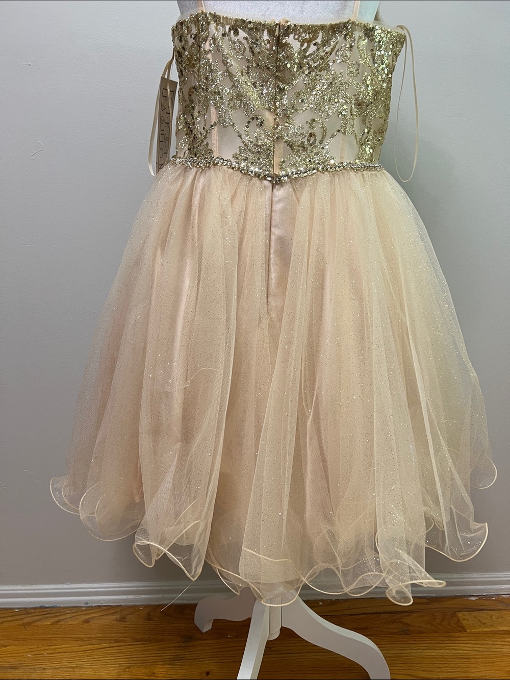 NWT Fiesta Fashion‎ Gold Sequin Short Homecoming Cocktail Dress Tulle XL - Picture 11 of 13